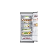 LG 384 л | Холодильник з нижньою морозильною камерою | DoorCooling+| Fresh Balancer | Fresh Converter |ThinQ, Вид спереду, двері холодильника відкриті (з їжею), GW-B509FNUW, thumbnail 7