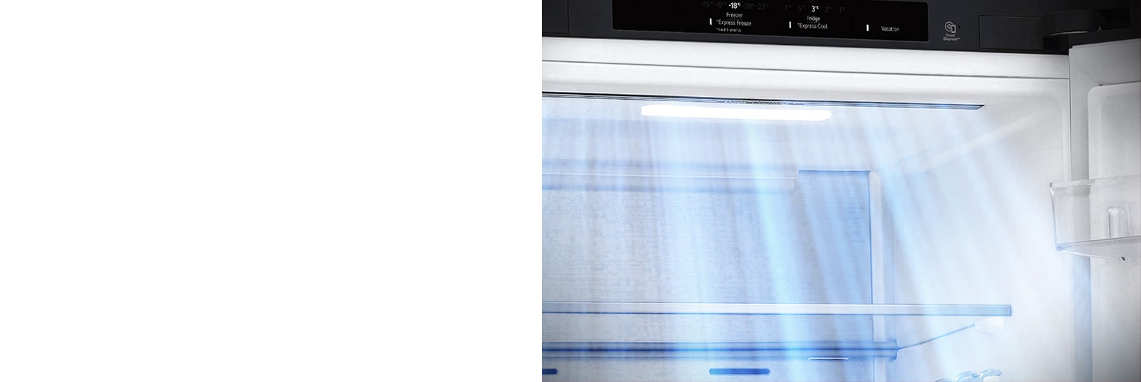 " Збільшене зображення вентиляційних отворів, розташованих у передній частині холодильника, що забезпечує ефективне та рівномірне охолодження."