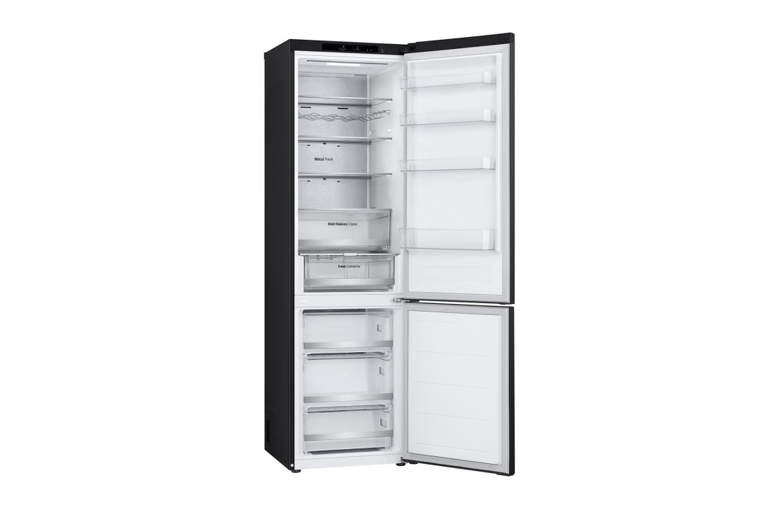 LG 384 л | Холодильник з нижньою морозильною камерою | DoorCooling+ | Fresh Converter | Total No Frost, Вид зліва, двері холодильника відкриті (без їжі), GW-B509FT7W, thumbnail 11
