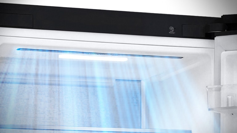 " Збільшене зображення вентиляційних отворів, розташованих у передній частині холодильника, що забезпечує ефективне та рівномірне охолодження."