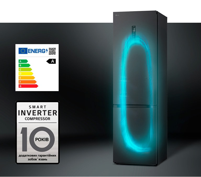 Холодильник з ефективною системою охолодження за допомогою інверторного компресора та гарантією на компресор.
