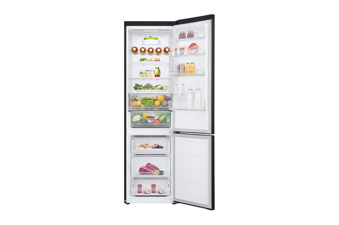 LG 384 л | Холодильник з нижньою морозильною камерою | DoorCooling+ | Fresh Converter | ThinQ, Вид спереду, усі двері холодильника відкриті (з їжею), GW-B509FXFW, thumbnail 2