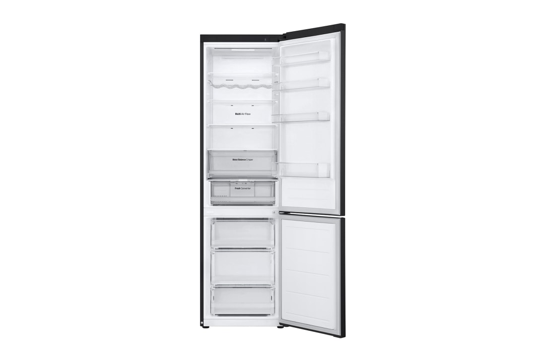 LG 384 л | Холодильник з нижньою морозильною камерою | DoorCooling+ | Fresh Converter | ThinQ, Вид спереду, усі двері холодильника відкриті (без їжі), GW-B509FXFW, thumbnail 3