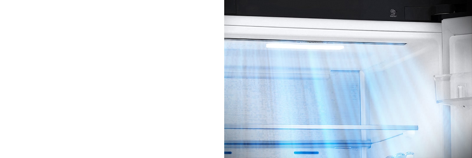 Збільшене зображення вентиляційних отворів, розташованих у передній частині холодильника, що забезпечує ефективне та рівномірне охолодження.