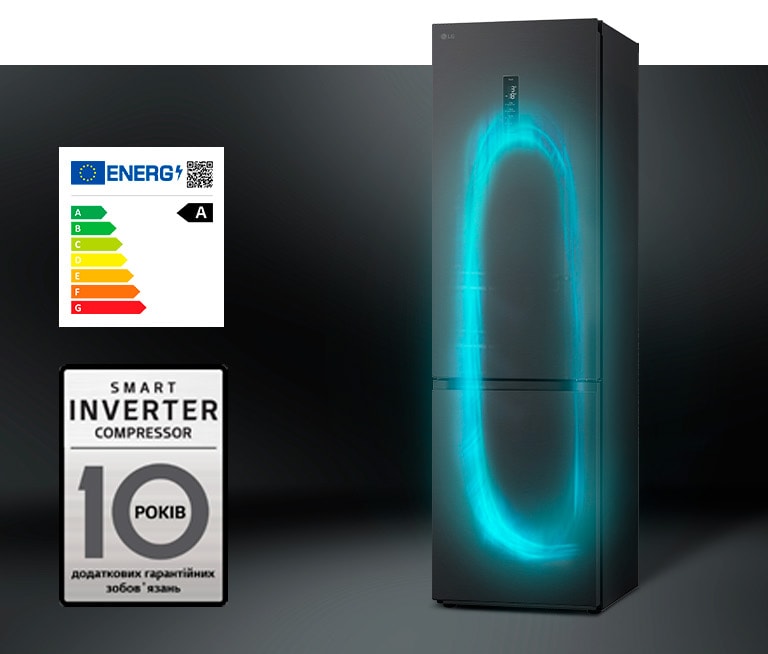 Холодильник з ефективною системою охолодження за допомогою інверторного компресора та гарантією на компресор.