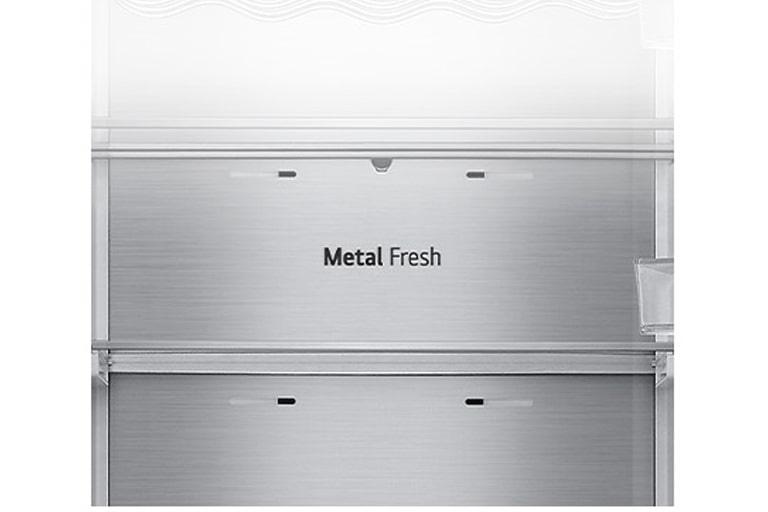 Крупний план напису Metal Fresh усередині холодильника.