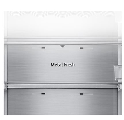Крупний план напису Metal Fresh усередині холодильника.
