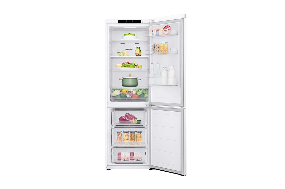 LG 341 л | Холодильник з нижньою морозильною камерою | DoorCooling+ | Інверторний компресор | Total No Frost, FrontAllOpen_Food view, GW-B459FVLW, thumbnail 2