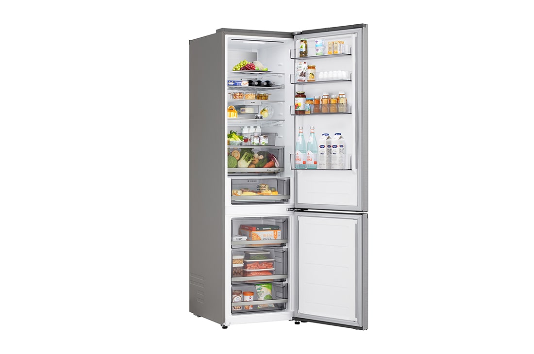 LG 375 л | Холодильник з нижньою морозильною камерою | DoorCooling+ | FRESHBalancer™ | LG ThinQ, Вид зліва на висувні ящики, зони свіжості, GC-B509EMKM, thumbnail 9