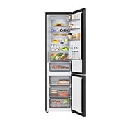 LG 375 л | Холодильник з нижньою морозильною камерою | DoorCooling+ | FRESHBalancer™ | LG ThinQ, Вид спереду, усі двері холодильника відкриті (з їжею), GC-B509ETSM, thumbnail 2
