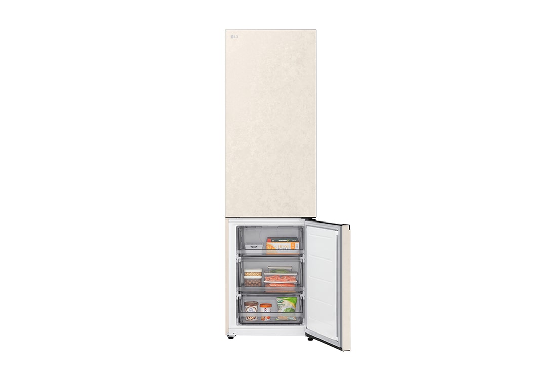 LG 375 л | Холодильник з нижньою морозильною камерою | DoorCooling+ | FRESHBalancer™ | LG ThinQ, Вид зліва на висувні ящики, зони свіжості, GC-B509EESM, thumbnail 9
