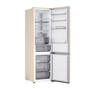 LG 375 л | Холодильник з нижньою морозильною камерою | DoorCooling+ | FRESHBalancer™ | LG ThinQ, Вид зліва, двері холодильника відкриті (з їжею), GC-B509EESM, thumbnail 11