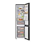 LG 375 л | Холодильник з нижньою морозильною камерою | DoorCooling+ | FRESHBalancer™ | LG ThinQ, Вид спереду, усі двері холодильника відкриті (з їжею), GC-B509ETKM, thumbnail 2