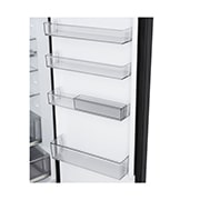 LG 375 л | Холодильник з нижньою морозильною камерою | DoorCooling+ | FRESHBalancer™ | LG ThinQ, Вид зліва, двері холодильника відкриті (з їжею), GC-B509ETKM, thumbnail 11