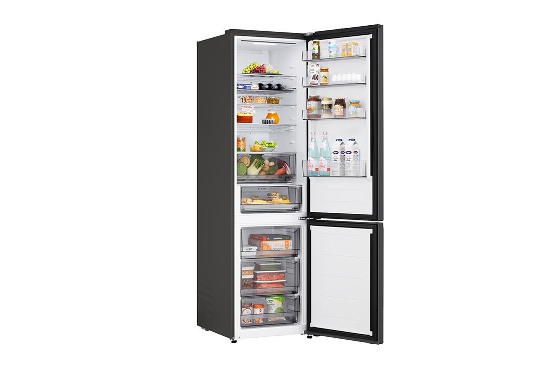 LG 375 л | Холодильник з нижньою морозильною камерою | DoorCooling+ | FRESHBalancer™ | LG ThinQ, Вид зліва на висувні ящики, зони свіжості, GC-B509ETTM, thumbnail 9