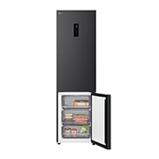 LG 375 л | Холодильник з нижньою морозильною камерою | DoorCooling+ | Multi AirFlow | LG ThinQ, Вид зліва на висувні ящики, зони свіжості, GC-B509ETLM, thumbnail 9