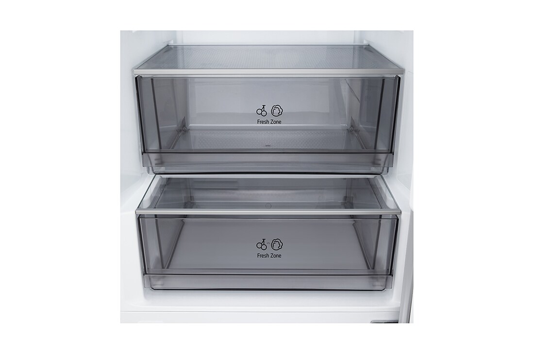 LG 375 л | Холодильник з нижньою морозильною камерою | DoorCooling+ | Multi AirFlow | LG ThinQ, Вид спереду, двері холодильника відкриті (з їжею), GC-B509EELM, thumbnail 7