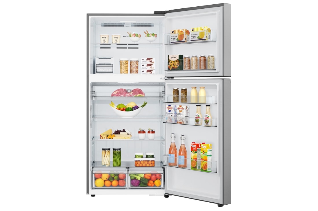 LG 612 л | Холодильник з верхньою морозильною камерою | DoorCooling+ | Hygiene Fresh | LG ThinQ, front open view with food stored, GR-H922HMBQ, thumbnail 2