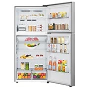 LG 612 л | Холодильник з верхньою морозильною камерою | DoorCooling+ | Hygiene Fresh | LG ThinQ, front open view with food stored, GR-H922HMBQ, thumbnail 2