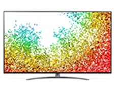 Телевізор Nano96 із маленькими кольоровими кульками, що вискакують із нижньої частини екрана, і логотипом розширення 8K у правому нижньому куті.