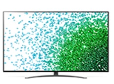 Телевізор Nano81 із маленькими кольоровими кульками синього та зеленого відтінків, що вискакують із нижньої частини екрана.