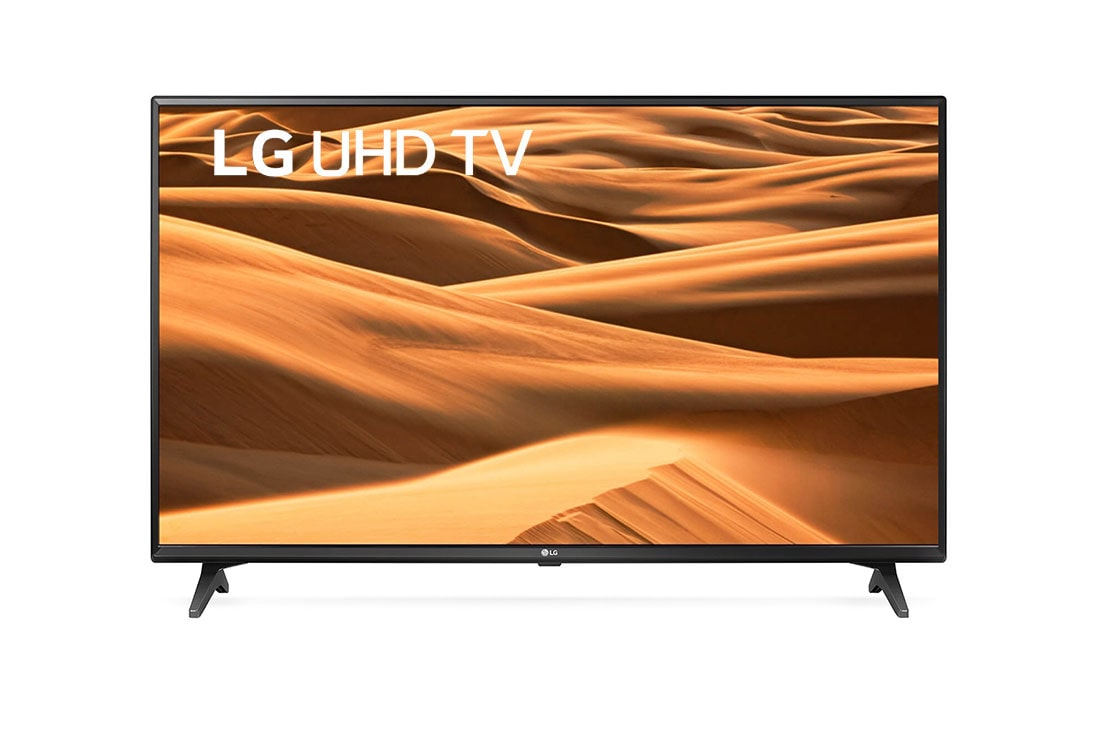 LG 43'' Ultra HD телевізор з технологією 4K Активний HDR, Вид спереду з показаним зображенням, 43UM7050PLF