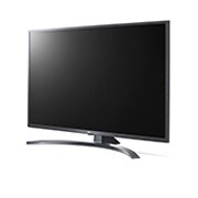 LG Телевізор Ultra HD 43UN74006LB зі штучним інтелектом ThinQ , Вид збоку під кутом 30° з показаним зображенням, 43UN74006LB, thumbnail 3