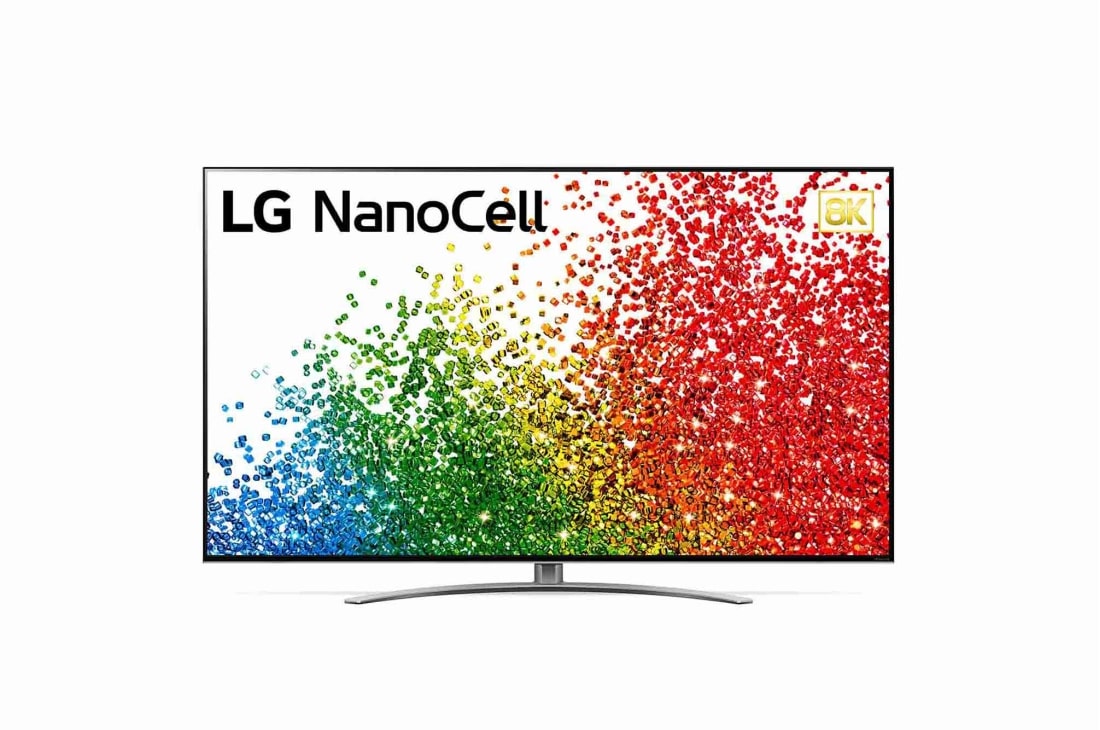 LG 8K телевізор LG NANO99 з діагоналлю 75 дюймів, Вид спереду телевізора LG з технологією NanoCell, 75NANO996PB, thumbnail 6