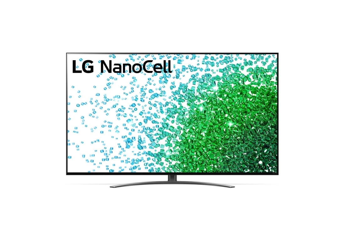 LG 4K телевізор LG NANO81 з діагоналлю 50 дюймів, Вид спереду телевізора LG з технологією NanoCell, 50NANO816PA