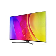 LG Телевізор LG NanoCell 82 | 55 дюймів | 4K | 2022, Вид збоку під кутом 30° із показаним зображенням, 55NANO826QB, thumbnail 3