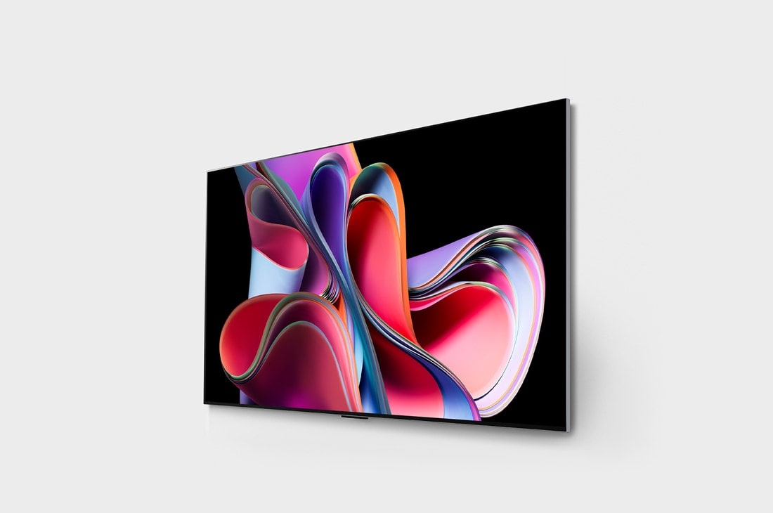 LG Телевізор LG OLED evo G3 | 55 дюймів | 4K | 2023, Зображення під невеликим кутом із лівого боку телевізора LG OLED G3 на стіні, OLED55G36LA, thumbnail 3