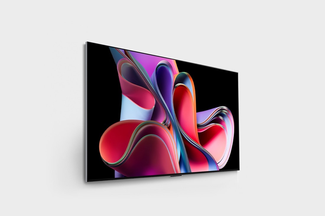 LG Телевізор LG OLED evo G3 | 55 дюймів | 4K | 2023, Зображення під невеликим кутом із правого боку телевізора LG OLED G3 на стіні, OLED55G36LA, thumbnail 4