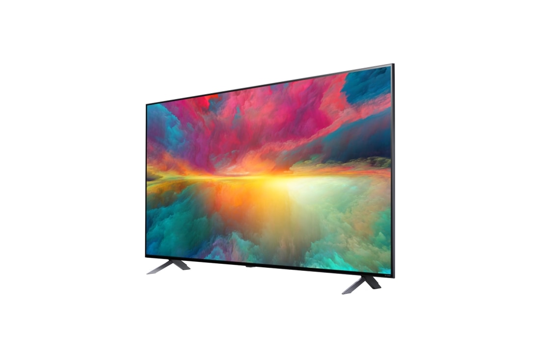 LG Телевізор LG QNED 75 | 55 дюймів | 4K | 2023, Вид збоку під кутом 30° із показаним зображенням, 55QNED756RA, thumbnail 3