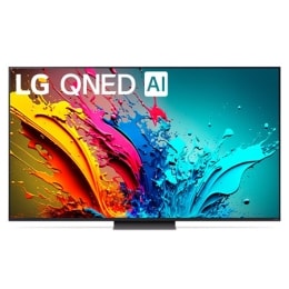 Вигляд спереду телевізора LG QNED TV, QNED86 із текстом LG QNED, 2024 та логотипом Re:New Program webOS на екрані2