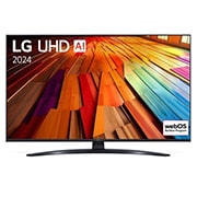 LG Телевізор LG UHD AI UT81 | 43  дюйми | 4K | 2024, Вигляд спереду телевізора LG UHD TV, UT81 із текстом LG UHD AI ThinQ, 2024 та логотипом Re:New Program webOS на екрані, 43UT81006LA, thumbnail 1