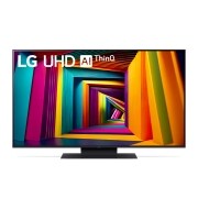LG Телевізор LG UHD AI UT91 | 50  дюймів | 4K | 2024, Вигляд спереду телевізора LG UHD TV, UT91 із текстом LG UHD AI ThinQ, 2024 та логотипом Re:New Program webOS на екрані, 50UT91006LA, thumbnail 1