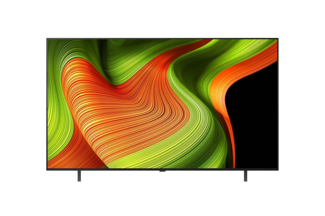 LG Телевізор LG OLED AI B5 | 48 дюймів | 4K Smart TV | 2025, Вигляд спереду LG OLED AI B5 4K Smart TV. На екрані відображаються емблема «12 років номер 1 у світі OLED» і логотип «LG OLED AI 2025»., OLED48B56LA