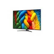 LG Телевізор LG NanoCell AI NANO81 | 86 дюймів | 4K Smart TV | 2025, Вигляд спереду та збоку на телевізор LG NanoCell NANO80 AI 4K Smart TV із зазначенням розмірів довжини, ширини, висоти й глибини., 86NANO81A6A, thumbnail 5