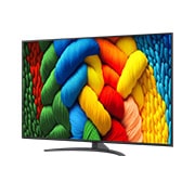 LG Телевізор LG NanoCell AI NANO81 | 65 дюймів | 4K Smart TV | 2025, Вигляд спереду та збоку на телевізор LG NanoCell NANO80 AI 4K Smart TV із зазначенням розмірів довжини, ширини, висоти й глибини., 65NANO81A6A, thumbnail 5