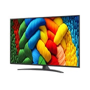 LG Телевізор LG NanoCell AI NANO81 | 55 дюймів | 4K Smart TV | 2025, Вигляд спереду та збоку на телевізор LG NanoCell NANO80 AI 4K Smart TV із зазначенням розмірів довжини, ширини, висоти й глибини., 55NANO81A6A, thumbnail 5