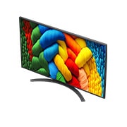 LG Телевізор LG NanoCell AI NANO81 | 50 дюймів | 4K Smart TV | 2025, Alpha 7 AI Processor Gen8 світиться жовтим кольором, а з нього вилітають різнокольорові промені світла. У назві йдеться про те, що процесор забезпечує якість 4K, приголомшливі кольори та яскравість., 50NANO81A6A, thumbnail 6