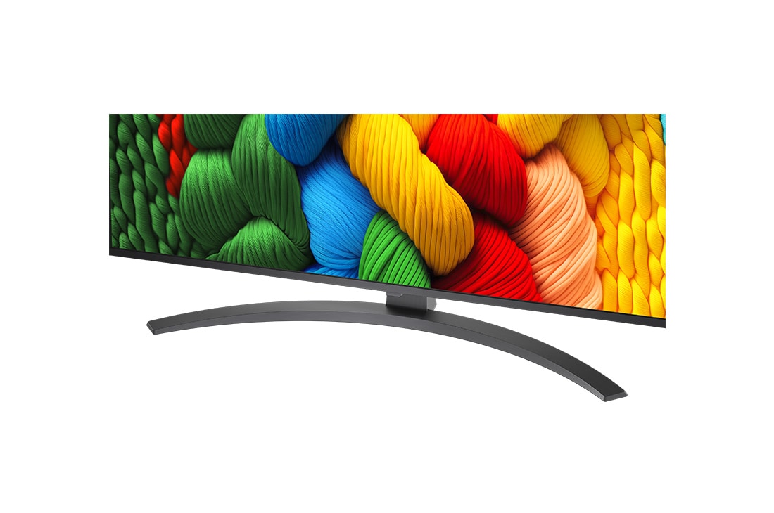 LG Телевізор LG NanoCell AI NANO81 | 43 дюймів | 4K Smart TV | 2025, Порівняння до й після того, як LG 4K Super Upscaling покращує якість зображення. Два панно з однаковим зображенням барвистого птаха, що сидить на гілці в лісі, праве панно вицвіло. Назва говорить про , 43NANO81A6A, thumbnail 8