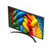 LG Телевізор LG NanoCell AI NANO81 | 43 дюймів | 4K Smart TV | 2025, Alpha 7 AI Processor Gen8 світиться жовтим кольором, а з нього вилітають різнокольорові промені світла. У назві йдеться про те, що процесор забезпечує якість 4K, приголомшливі кольори та яскравість., 43NANO81A6A, thumbnail 6