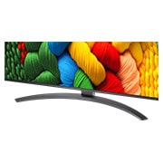 LG Телевізор LG NanoCell AI NANO81 | 43 дюймів | 4K Smart TV | 2025, Порівняння до й після того, як LG 4K Super Upscaling покращує якість зображення. Два панно з однаковим зображенням барвистого птаха, що сидить на гілці в лісі, праве панно вицвіло. Назва говорить про , 43NANO81A6A, thumbnail 8