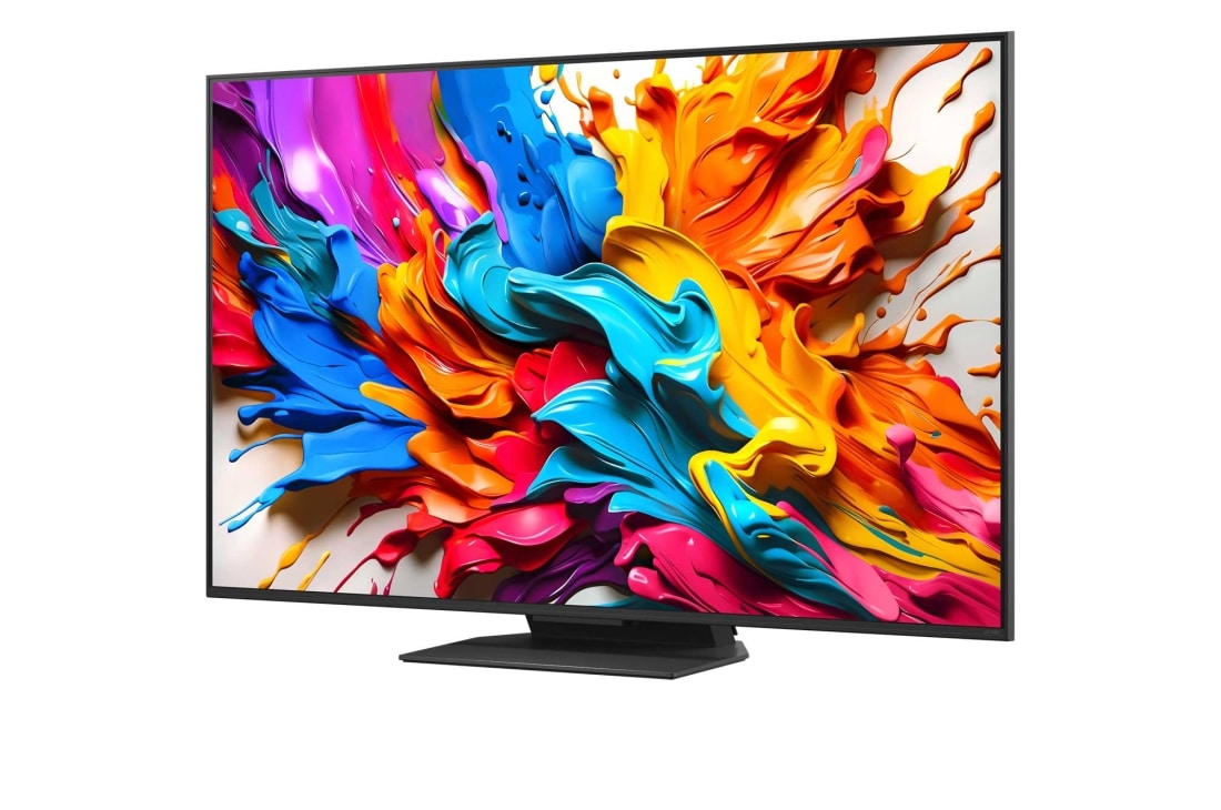 LG Телевізор LG QNED evo AI QNED9M MiniLED | 65 дюймів | 4k Smart TV | 2025, Тьмяно освітлена вітальня з ігровим екраном, зображеним на QNED9M. Приставка Zero Connect Box стоїть всередині журнального столика. У тексті йдеться про надчутливий бездротовий ігор із низькою затримк, 65QNED9MA6B, thumbnail 5