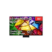 LG Телевізор LG Mini RGB evo AI MRGB87 | 86 дюймів | 4K Smart TV | 2026, Вигляд спереду LG Mini RGB evo AI MRGB87, випущеного у 2026 році, демонструє кристально чисте зображення чітко окреслених різнокольорових граней, включаючи 75-дюймовий дисплей, webOS, RGB Primary Colo, 86MRGB87B6B, thumbnail 2