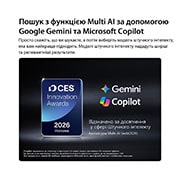 LG Телевізор LG QNED AI QNED70 Mini LED | 43 дюймів | 4K Smart TV | 2026, LG QNED AI QNED70 Mini LED оснащений центром штучного інтелекту (AI Hub) для персоналізації, зі значком штучного інтелекту над пультом дистанційного керування, оточеним написами для пошуку на основі кількох функцій штучного інтелекту (Multi AI Search), консьєржа (AI Concierge), голосової ідентифікації (AI Voice ID with My Page), чат-бота (AI Chatbot), майстра налаштування зображення (AI Picture Wizard) та майстра налаштування звуку (AI Sound Wizard)., 43QNED70B6C, thumbnail 12