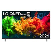 LG Телевізор LG QNED AI evo AI QNED80 Mini LED | 55 дюймів | 4K Smart TV | 2026, Фронтальний вигляд LG QNED evo AI QNED80 Mini LED, випущеного у 2026 році, наповнює екран яскравими, плавними потоками різнокольорового, схожого на фарбу руху, оскільки насичені шари кольорів плавно розподіляються по дисплею., 55QNED80B6B, thumbnail 1