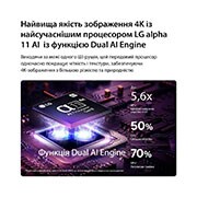 LG Телевізор LG OLED evo AI G6 | 77 дюймів | 4K Smart TV | 2026, Процесор alpha 11 AI 4K Gen3 телевізора LG OLED evo G6 AI TV світиться фіолетовим та синім світлом на темній платі, підкреслюючи роботу функції Dual AI Engine та забезпечуючи до 5.6 швидшу роботу нейр, OLED77G64LW, thumbnail 11