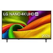 LG Телевізор LG NANO 4K UHD AI NU90 | 50 дюймів | 4K Smart TV | 2026, Фронтальний вигляд LG NANO 4K UHD AI NU90, випущеного у 2026 році, заповнює екран плавними, плавними шарами яскраво забарвлених, тканинно-подібних текстур, утворюючи вигнуті різнокольорові складки, що, 50NU900B6LA, thumbnail 1
